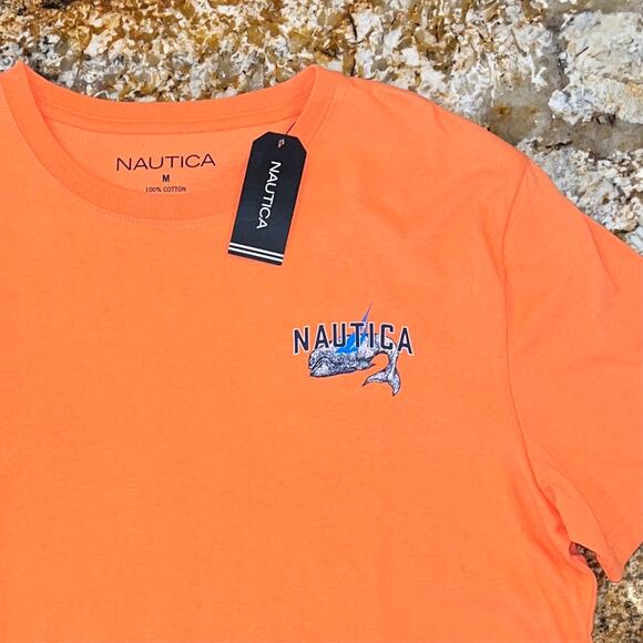 NWT Nautica Men's Peach/Orange Whale Ale Graphic Short Sleeve T-Shirt - SIZE M - Picture 3 of 8